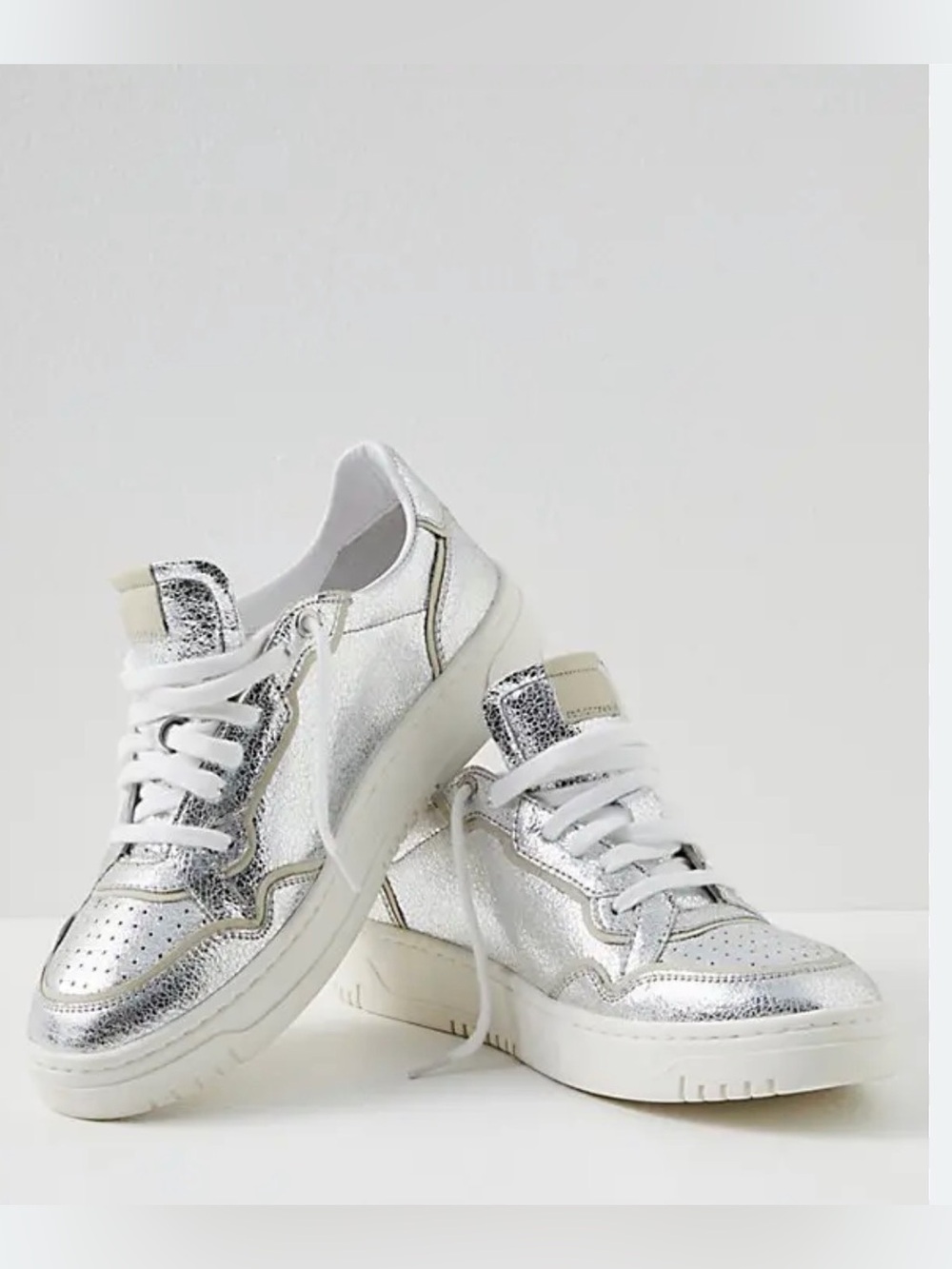 Free People Thirty Love Court Shoe Metallic Silver Sneakers